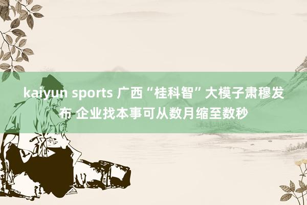 kaiyun sports 广西“桂科智”大模子肃穆发布 企业找本事可从数月缩至数秒