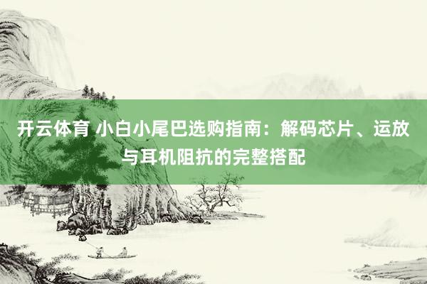 开云体育 小白小尾巴选购指南：解码芯片、运放与耳机阻抗的完整搭配